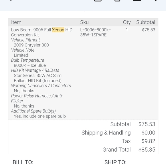 Xenon HID ice blue color low beam conversion kit plus 1 spare - Picture 6 of 7